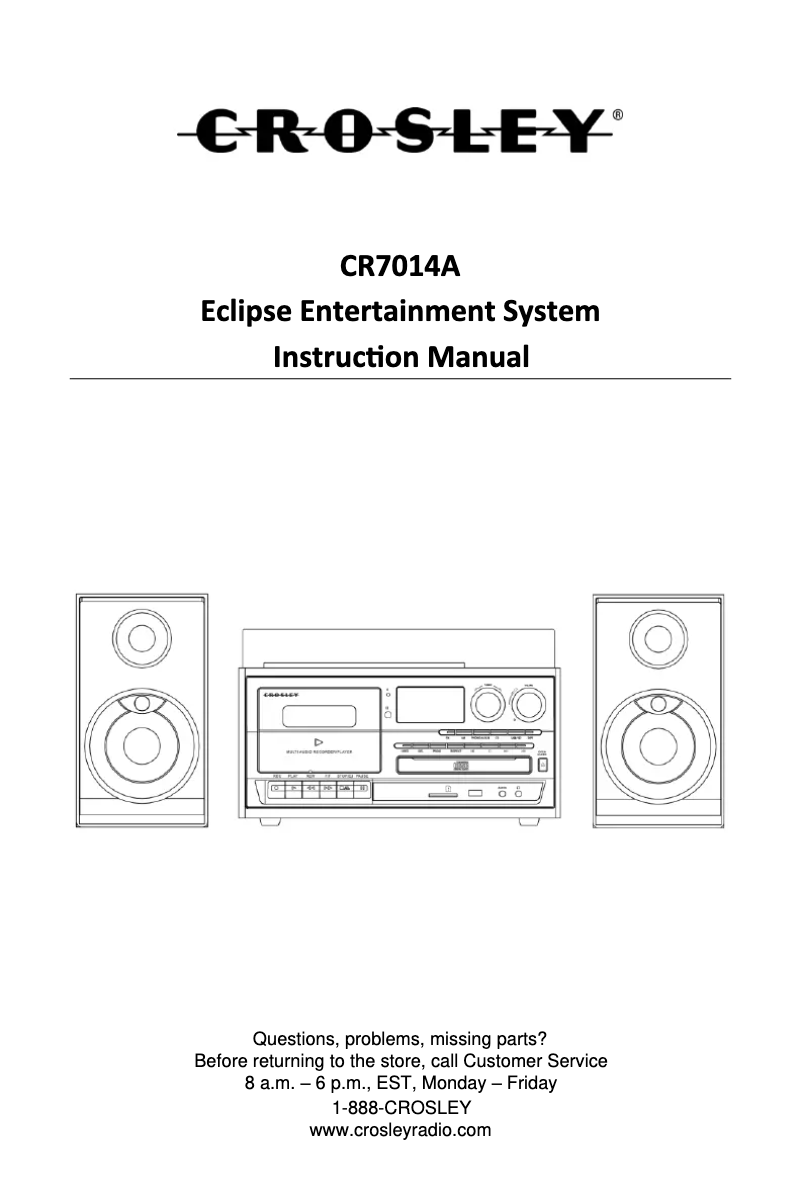 Page 1 de la notice Manuel utilisateur Crosley Eclipse CR7014A