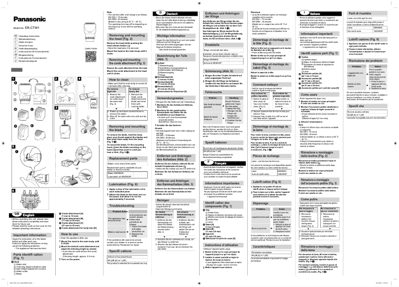 Page n°1 - Manuel utilisateur Panasonic ER-CKL2