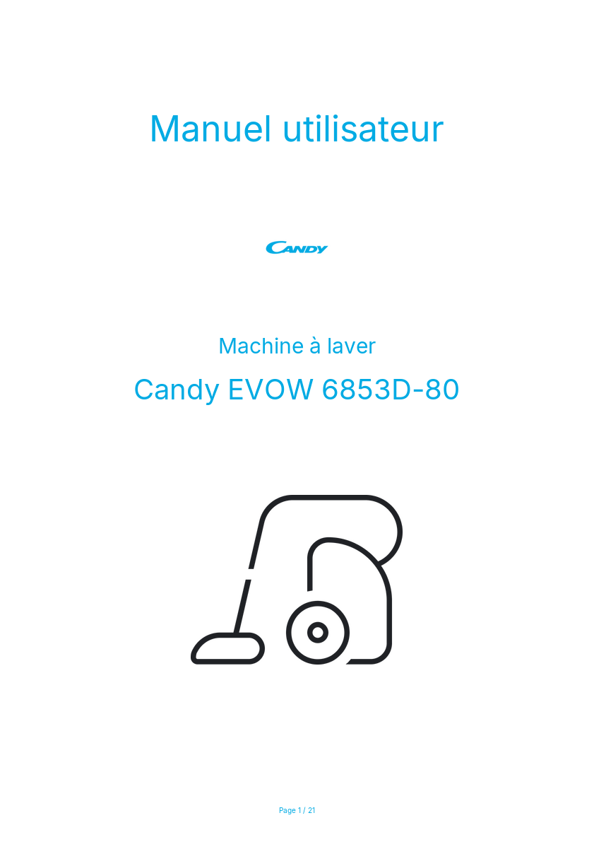 Page n°1 - Manuel utilisateur Candy EVOW 6853D-80