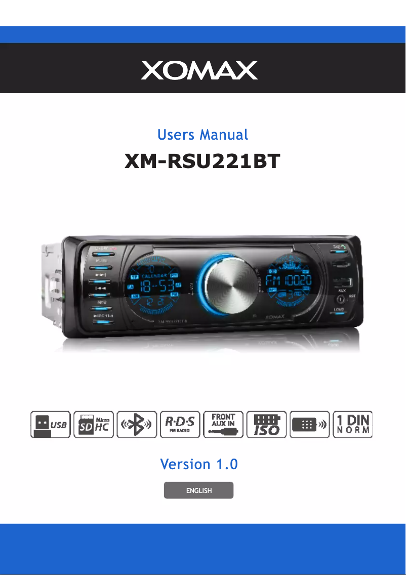 Page 1 de la notice Manuel utilisateur Xomax XM-RSU221BT