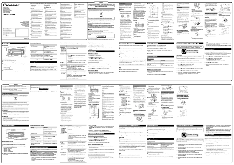 Page 1 de la notice Guide de démarrage rapide Pioneer DEH-S720DAB