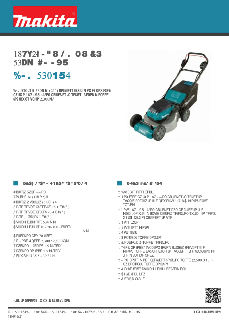 Page 1 de la notice Fiche technique Makita DLM530PT4