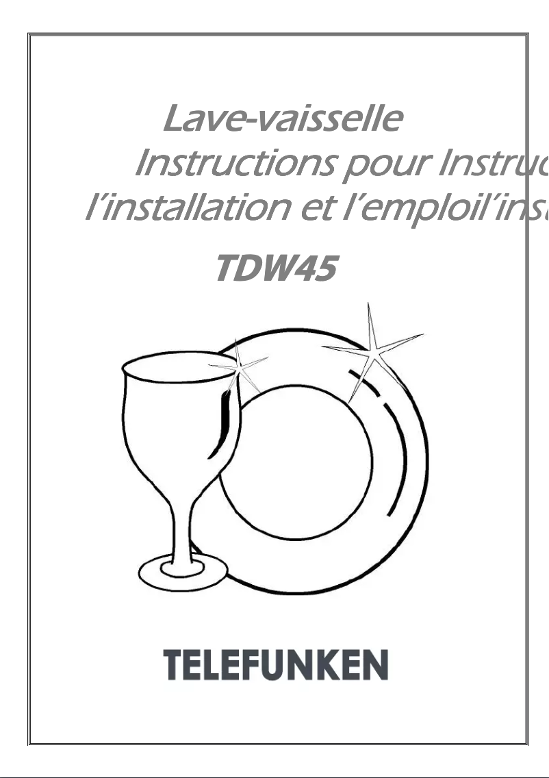 Page n°1 - Manuel utilisateur Telefunken TDW45