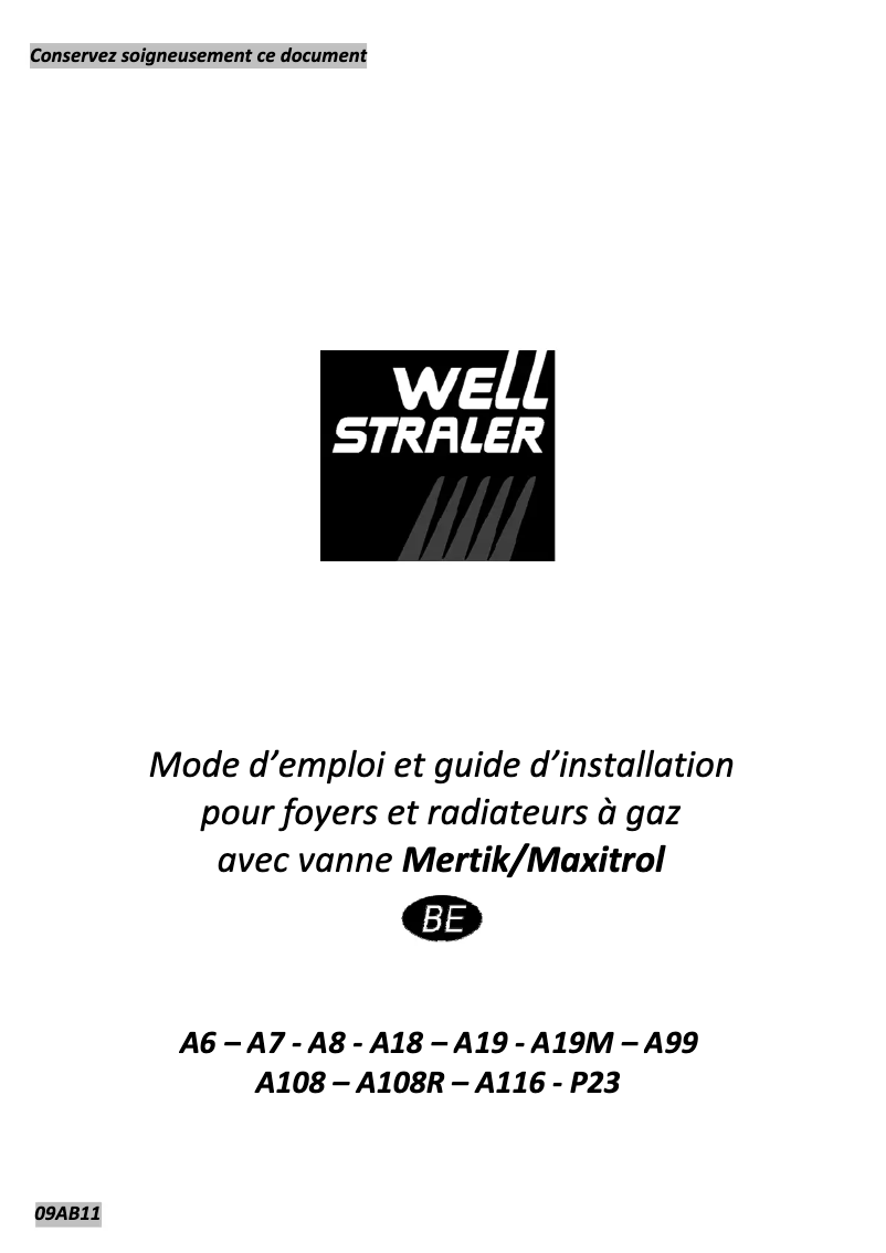 Page n°1 - Manuel utilisateur Well Straler A6