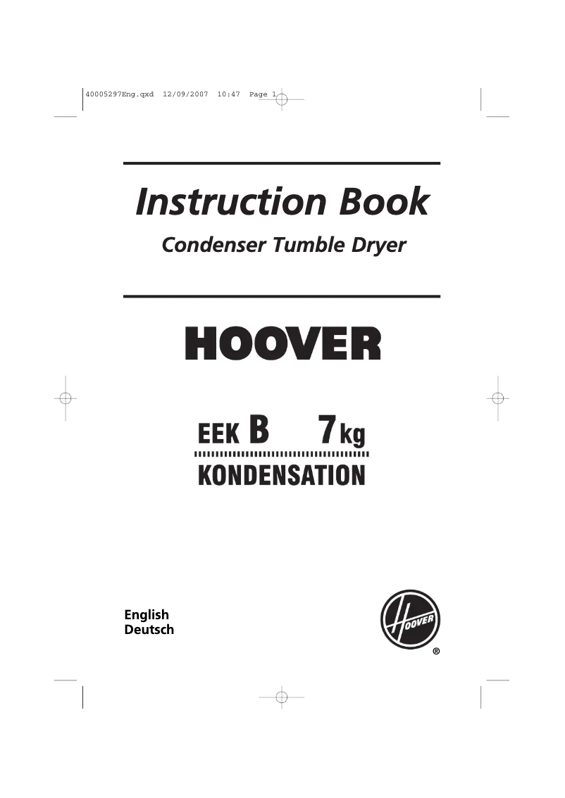 Page n°1 - Manuel utilisateur Hoover HPC 370T-84