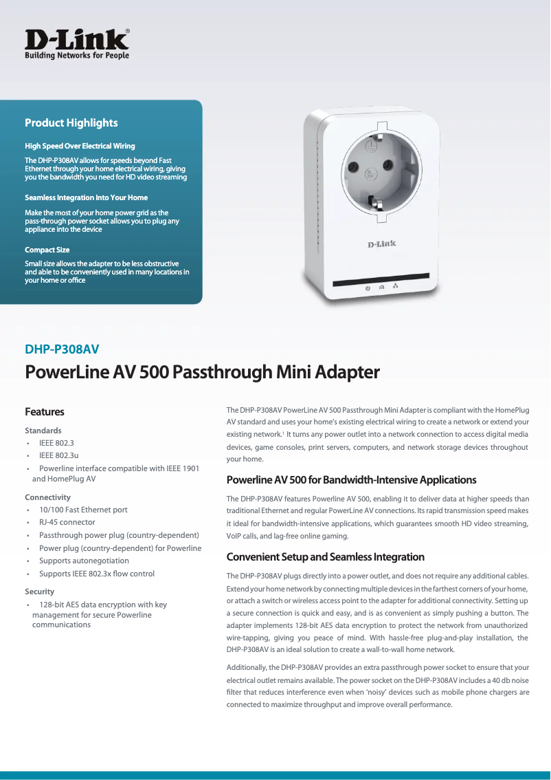 Image de la première page du manuel de l'appareil DHP-P309AV