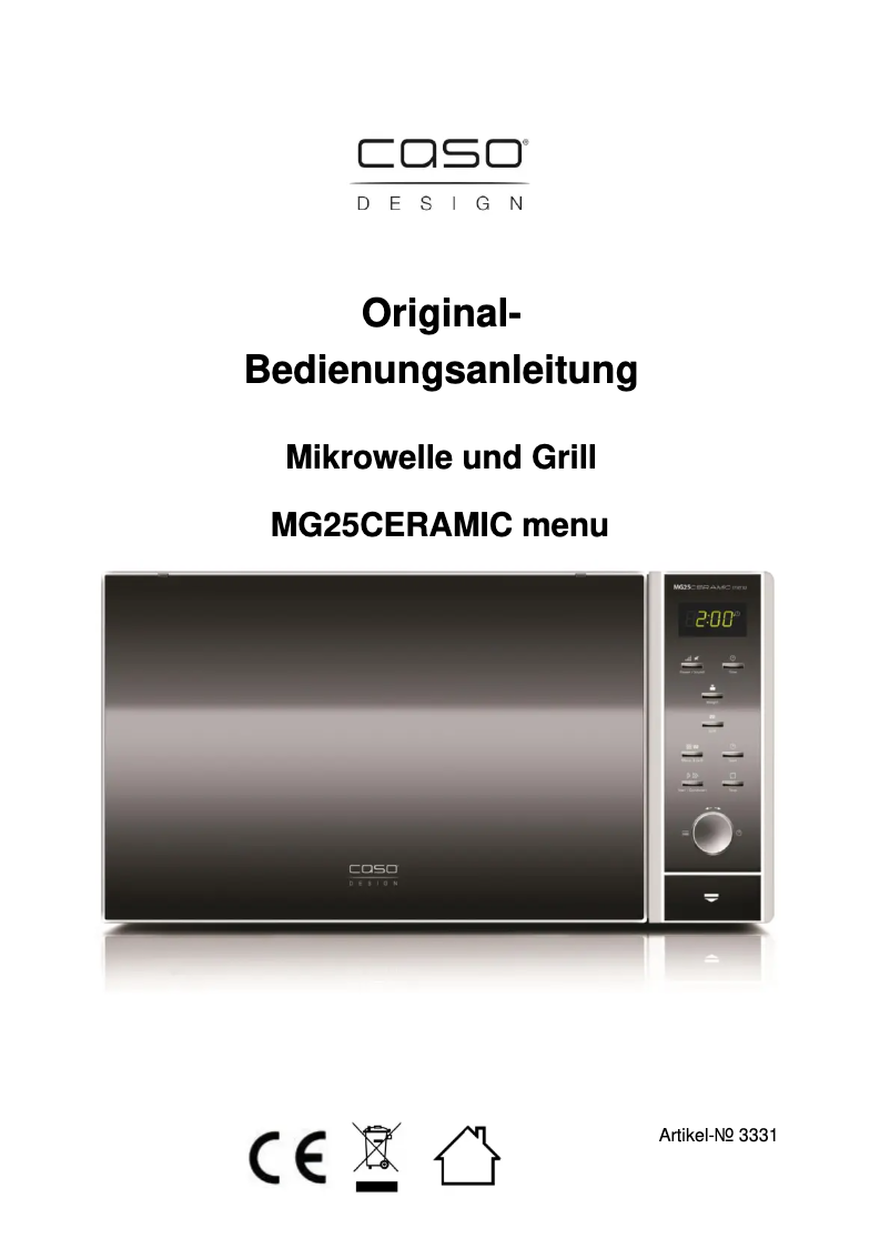 Imagen de la primera página del manual del dispositivo MG 25 Ceramic menu