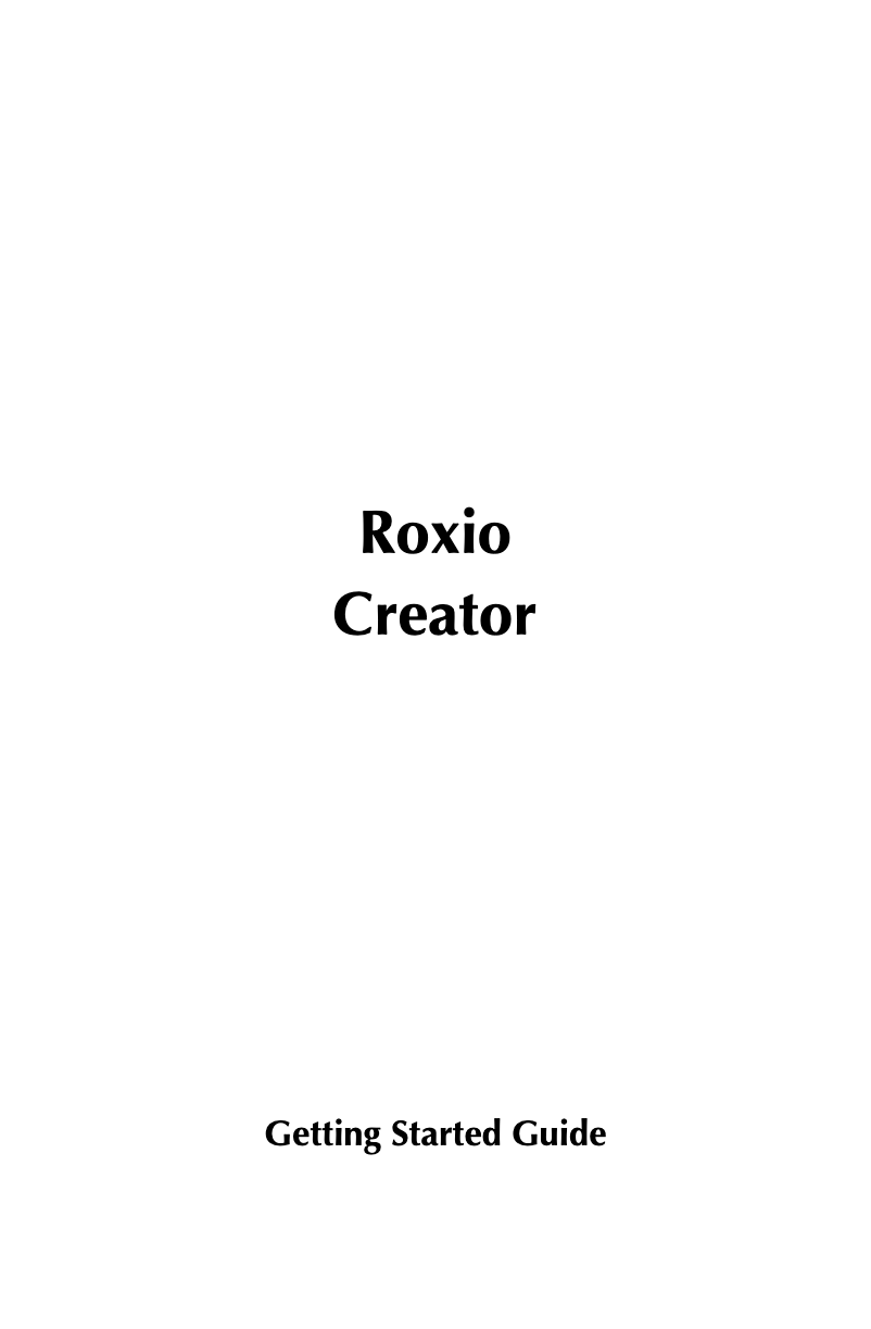 Page n°1 - Manuel utilisateur Roxio Creator 2010 STD