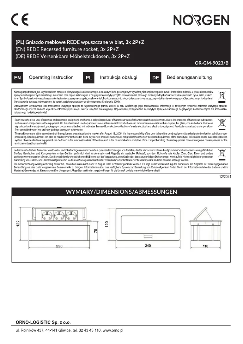 Image de la première page du manuel de l'appareil OR-GM-9023