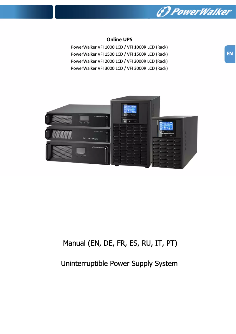 Image de la première page du manuel de l'appareil PowerWalker VFI 2000 LCD