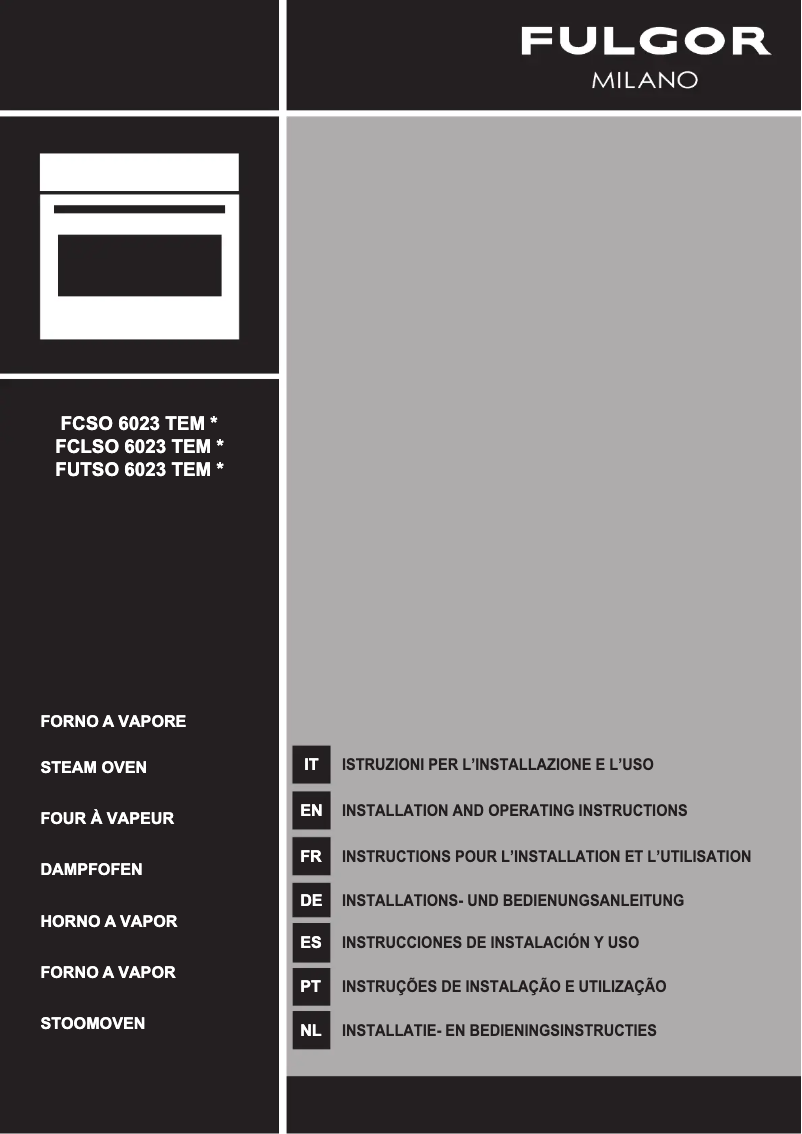 Page 1 de la notice Guide d'installation Fulgor Milano FCLSO 6023 TEM BK