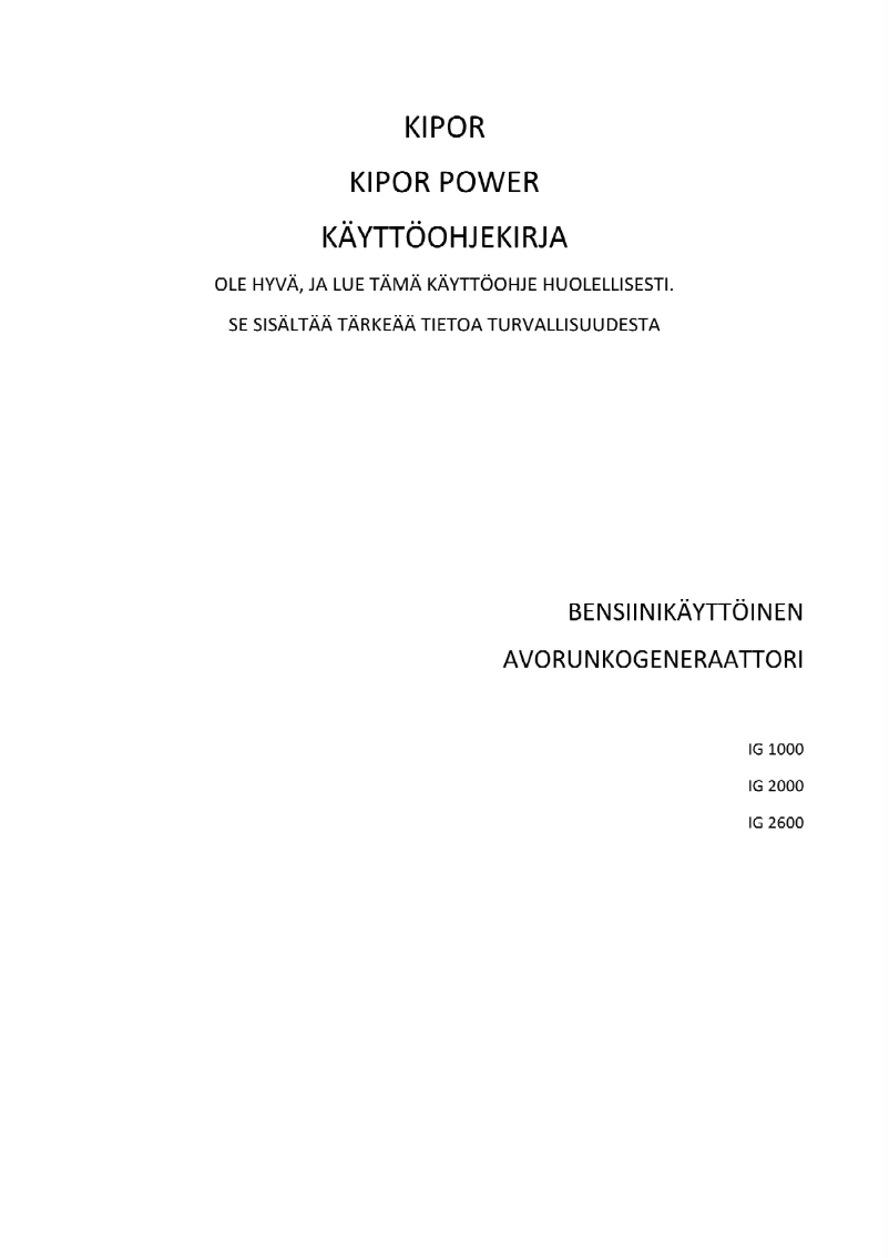 Image de la première page du manuel de l'appareil IG2600