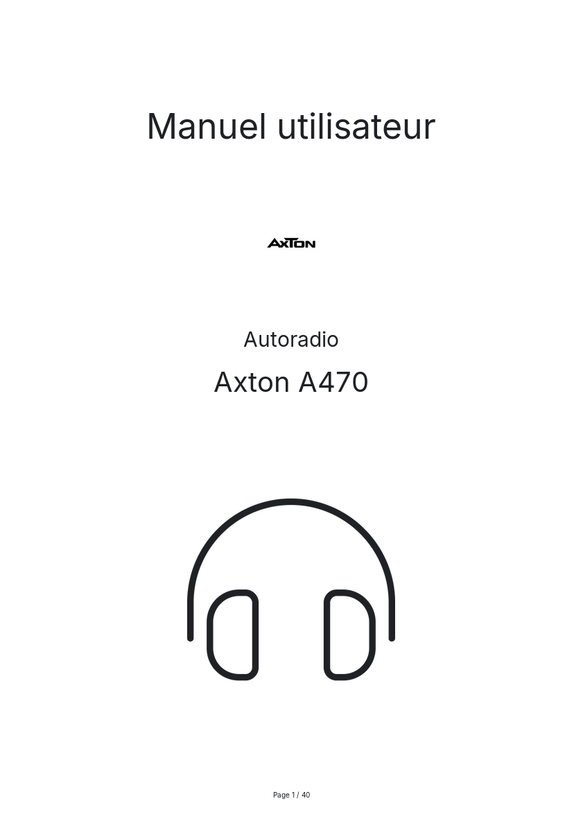 Page n°1 - Manuel utilisateur Axton A470