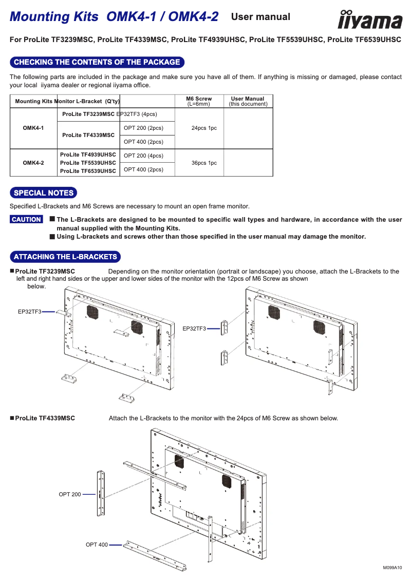 Page n°1 - Manuel utilisateur Iiyama OMK4-2