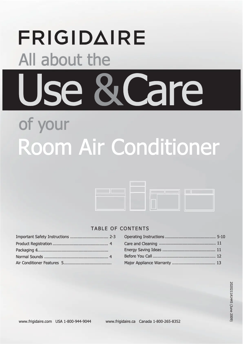 Page 1 de la notice Manuel utilisateur Frigidaire FRA182MT2