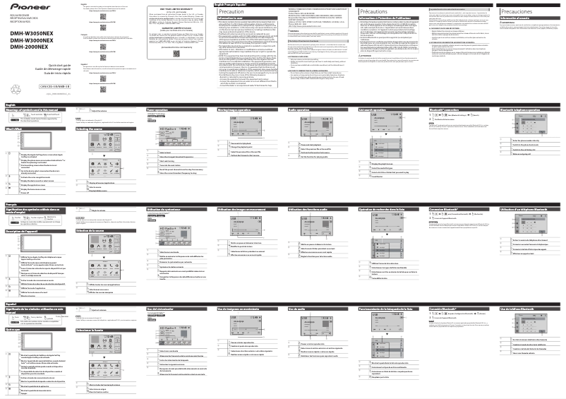 Page 1 de la notice Guide de démarrage rapide Pioneer DMH-2000NEX