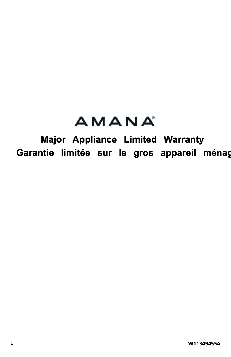 Page n°1 - Informations de garantie Amana NTW4516FW