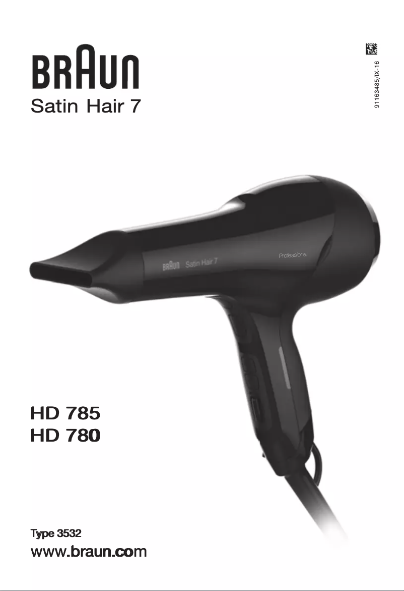 Page n°1 - Manuel utilisateur Braun Satin-Hair 7 HD 785 SensoDryer