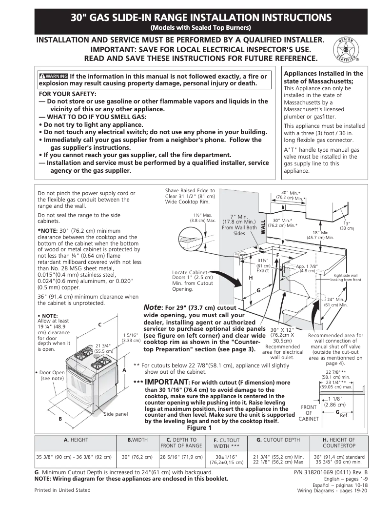 Page n°1 - Guide d'installation Frigidaire FGS367DS
