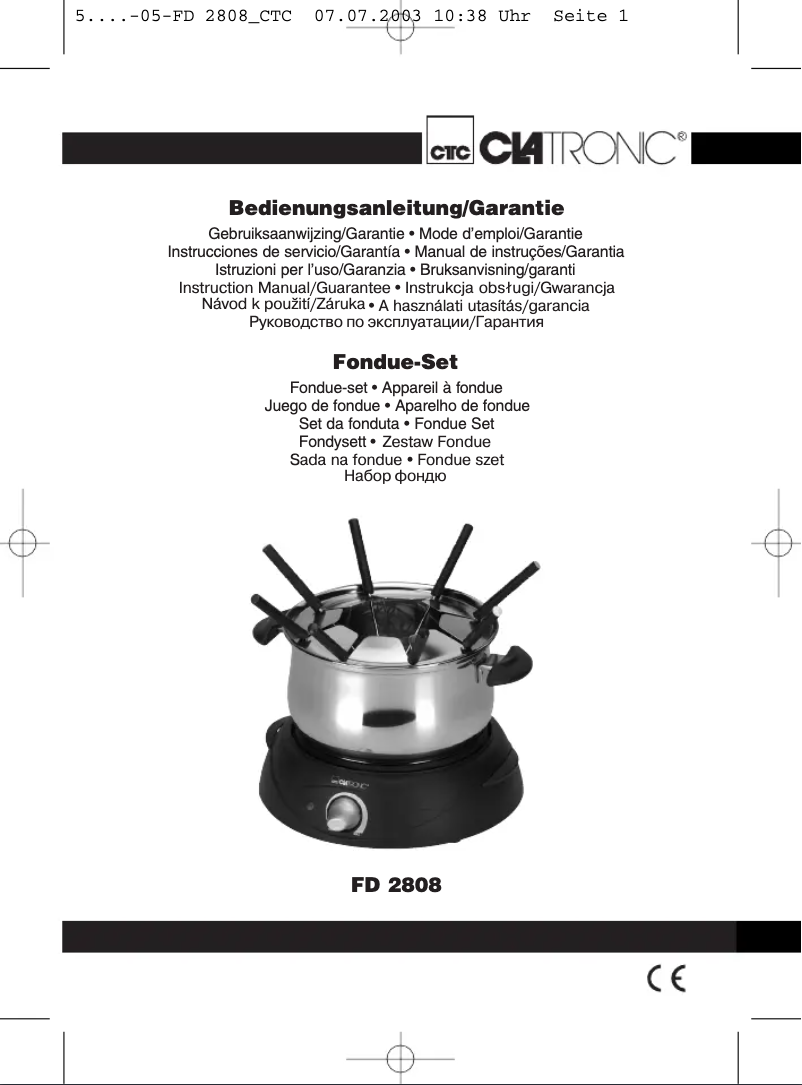 Page 1 de la notice Manuel utilisateur Clatronic FD 2808