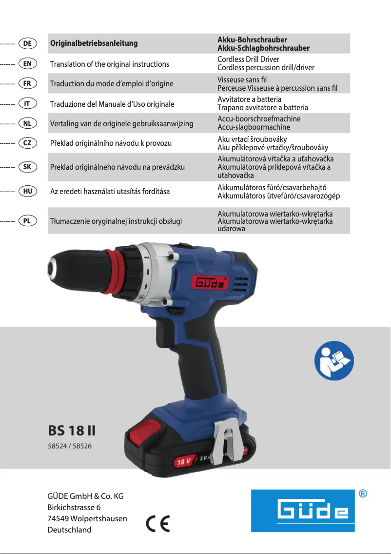 Image de la première page du manuel de l'appareil BS 18-0 II