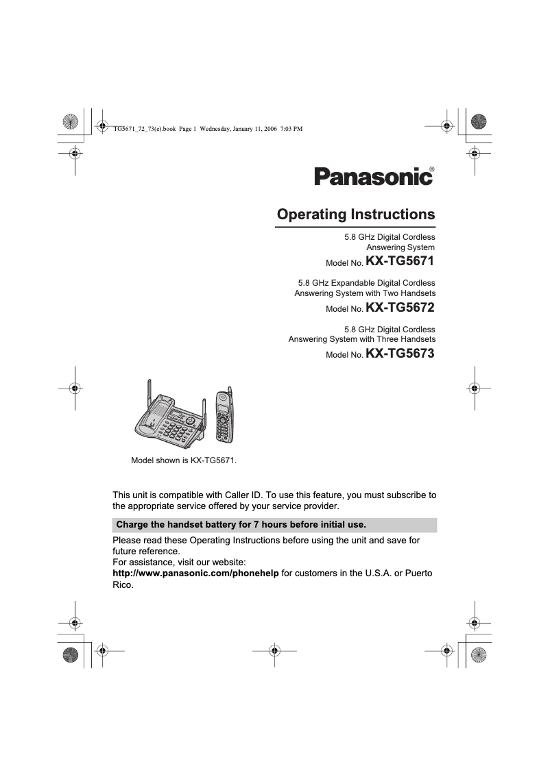 Page 1 de la notice Manuel utilisateur Panasonic KX-TG5673