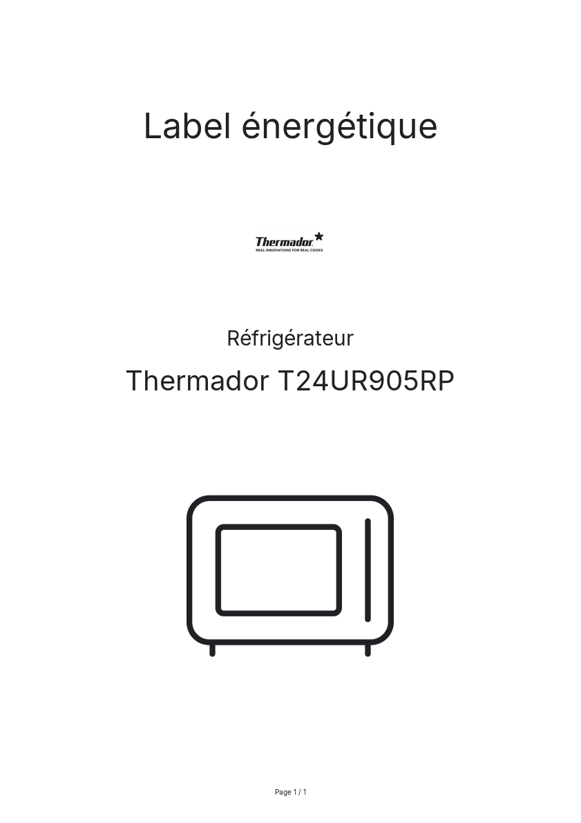 Page n°1 - Label énergétique Thermador T24UR905RP