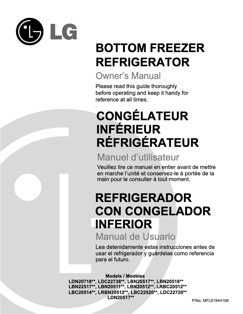 Image de la première page du manuel de l'appareil LBC22520SB