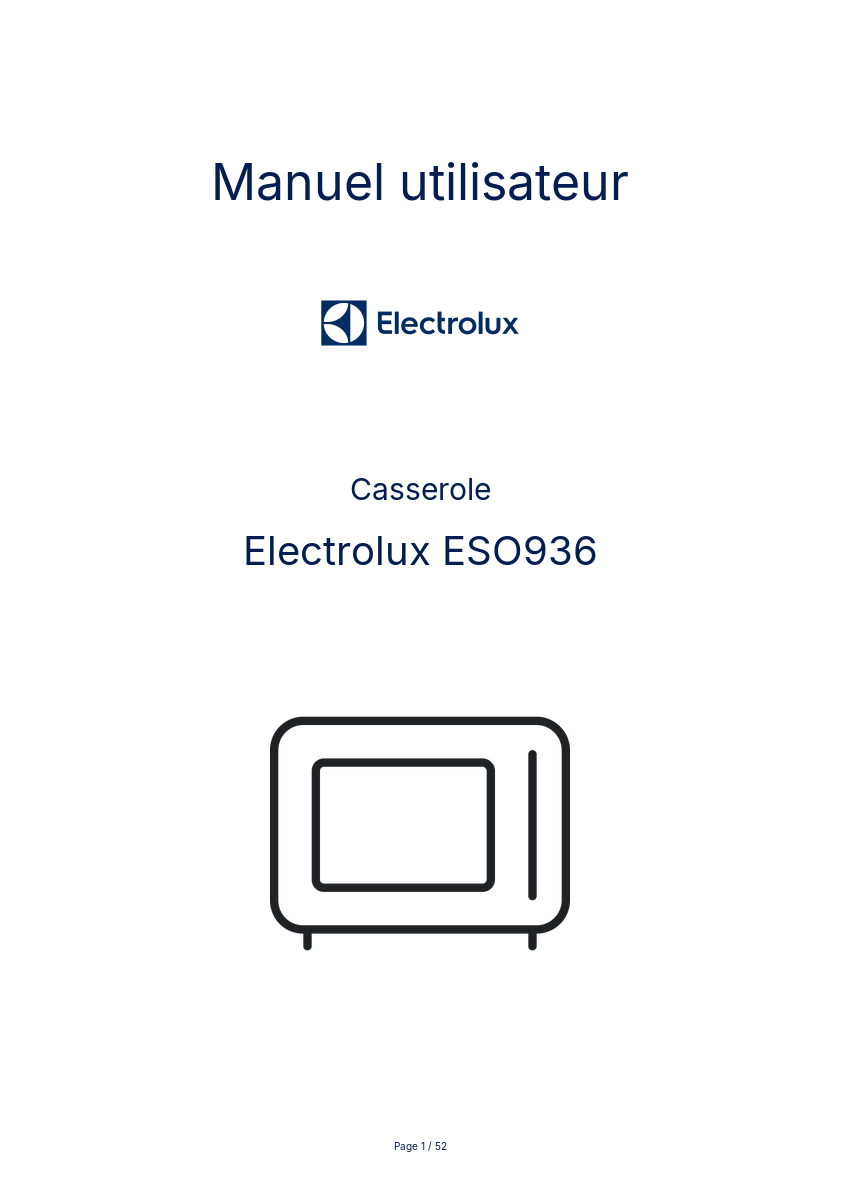 Page n°1 - Manuel utilisateur Electrolux ESO936