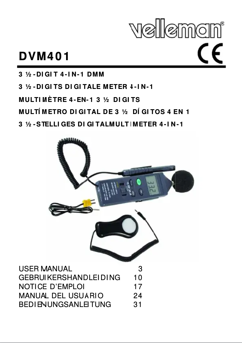 Page 1 de la notice Manuel utilisateur Velleman DVM401