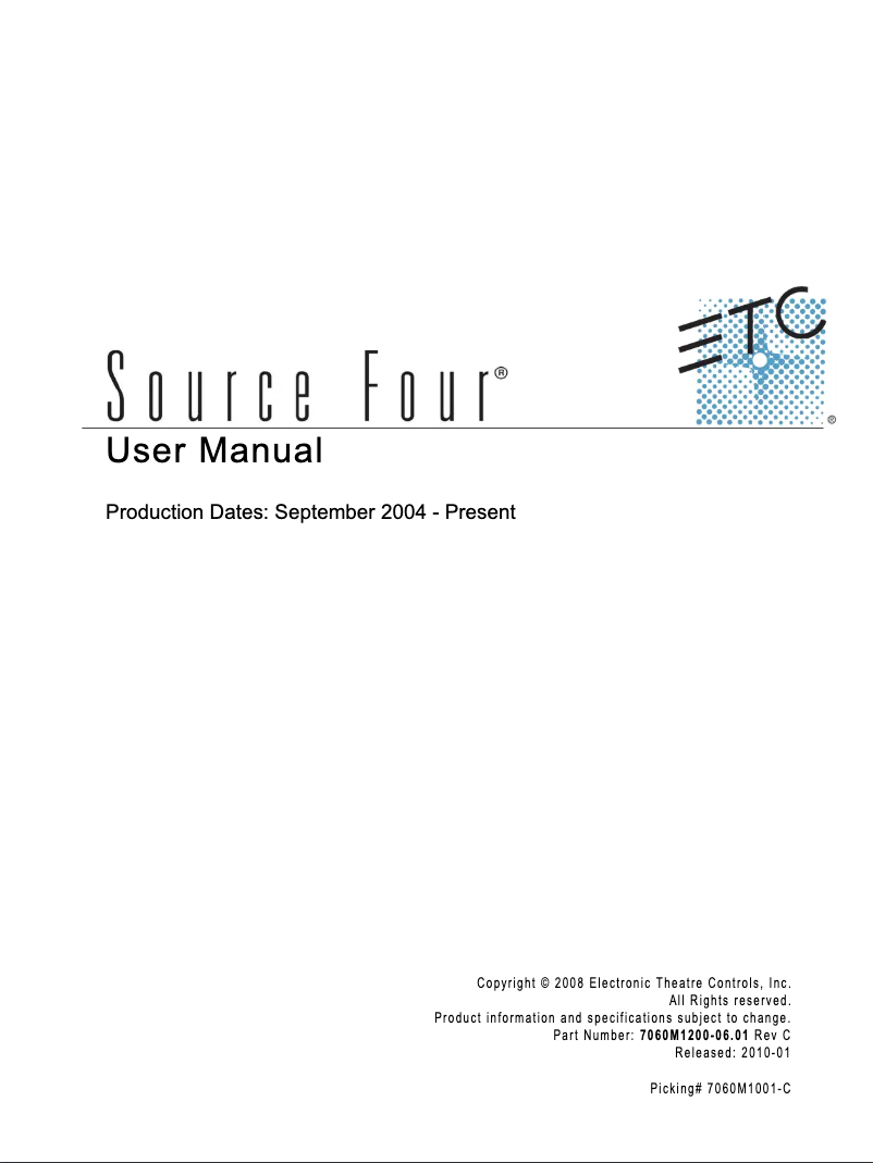 Page 1 de la notice Manuel utilisateur ETC Source Four LED