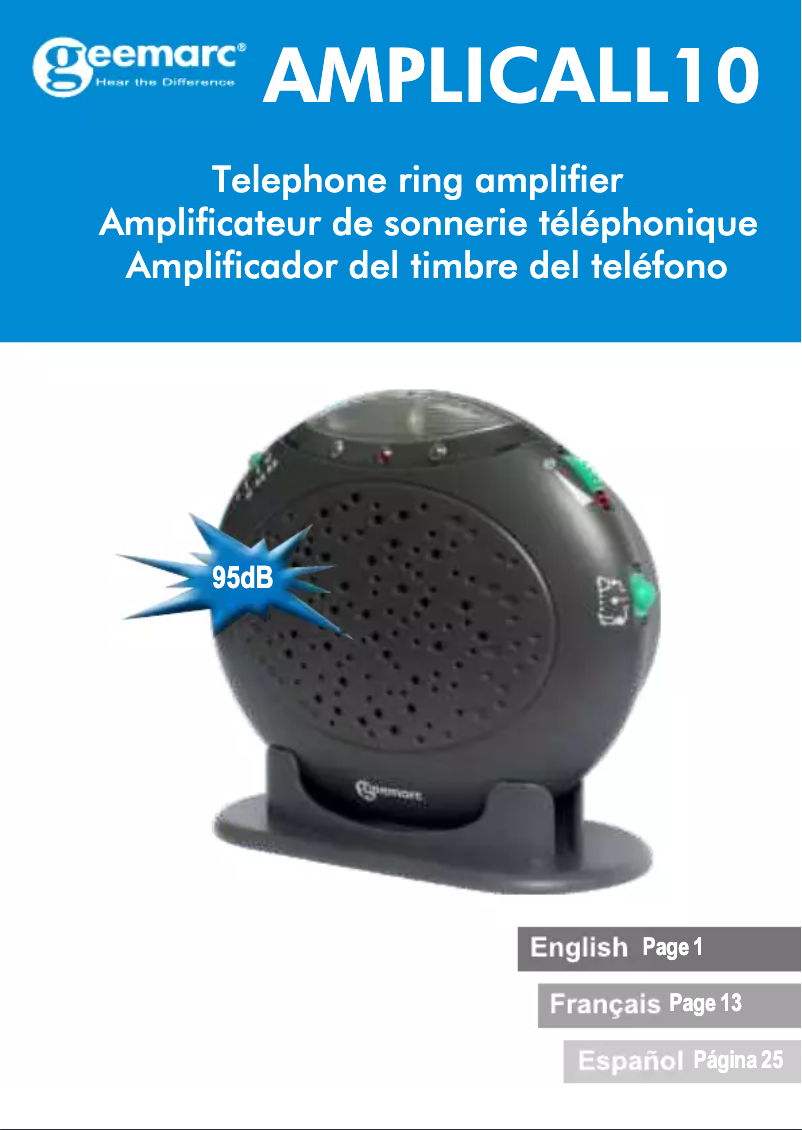 Page n°1 - Manuel utilisateur Geemarc AMPLICALL 10