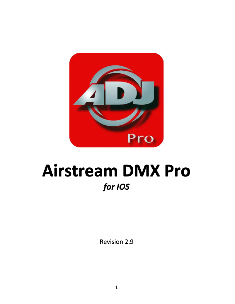Image de la première page du manuel de l'appareil Airstream DMX Pro App