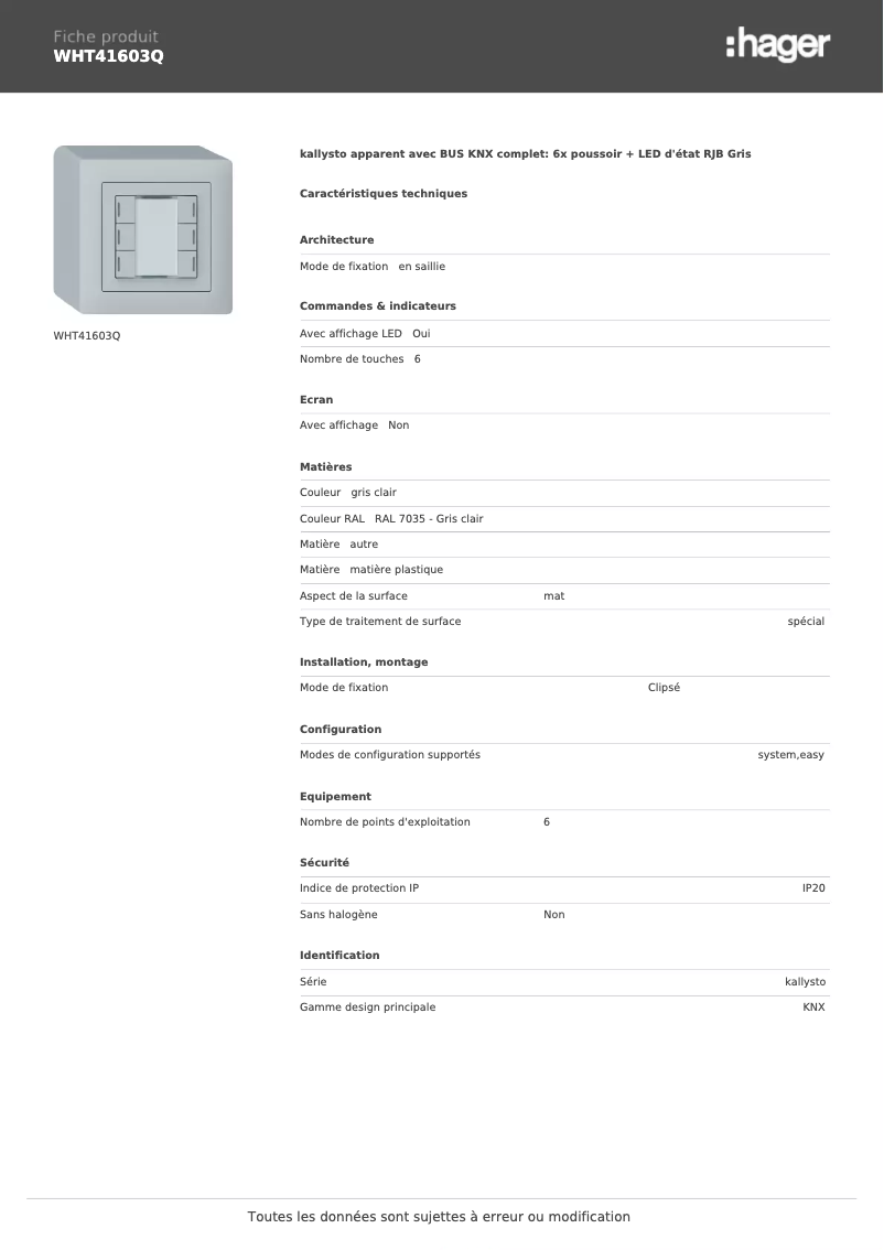 Image de la première page du manuel de l'appareil WHT41603Q