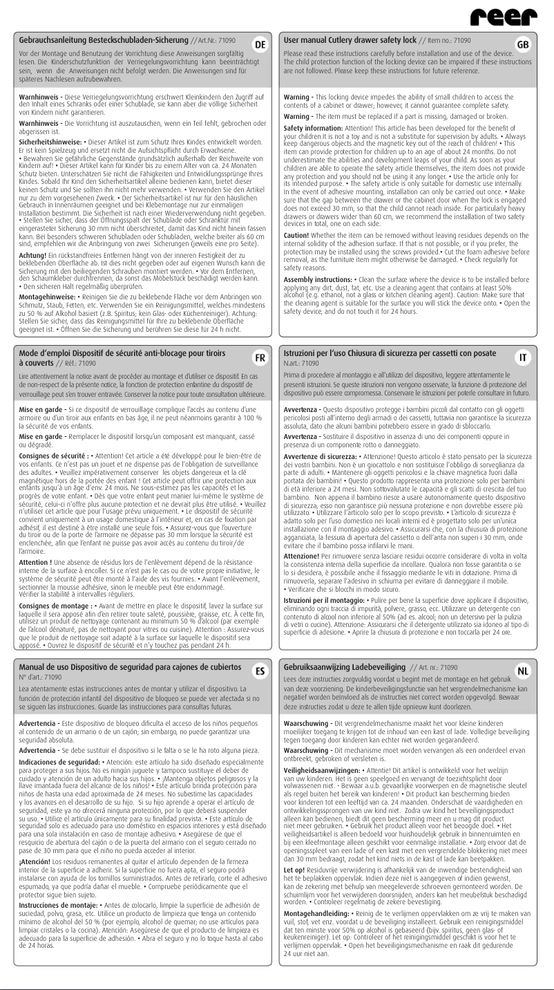 Page 1 de la notice Manuel utilisateur Reer 71090