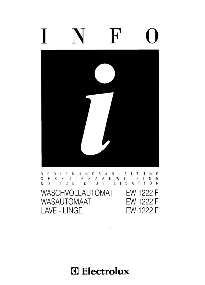 Page n°1 - Manuel utilisateur Electrolux EW 1222 t