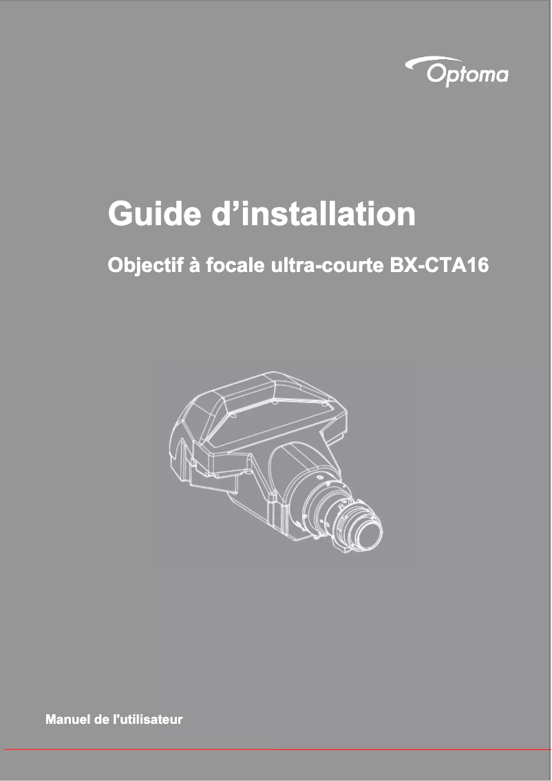Page 1 de la notice Manuel utilisateur Optoma BX-CTA16