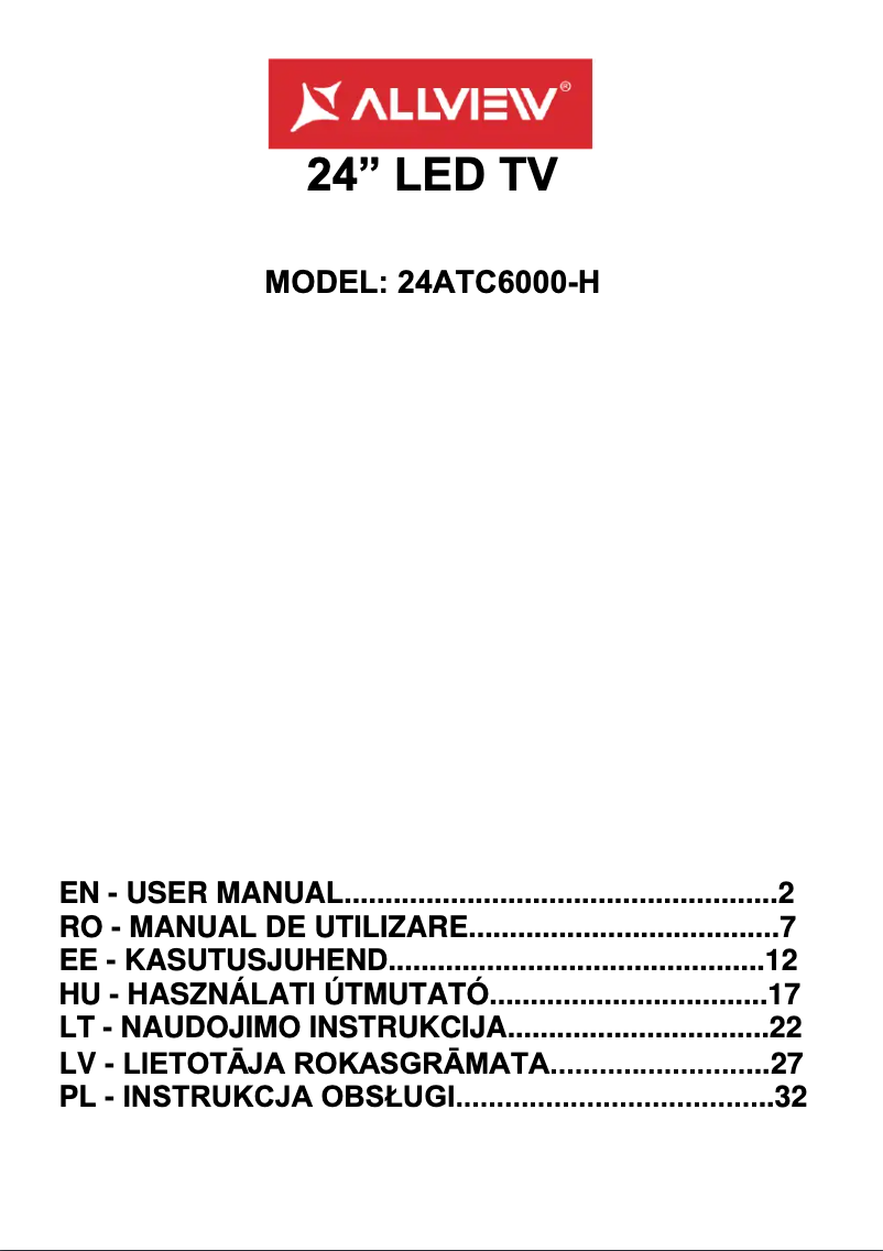 Page n°1 - Manuel utilisateur Allview 24ATC6000-H