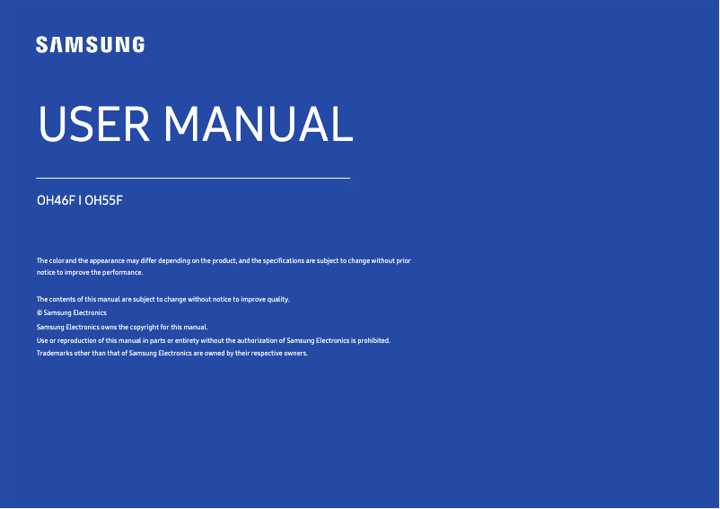 Page 1 de la notice Manuel utilisateur Samsung LH46OHFPKBC/GO