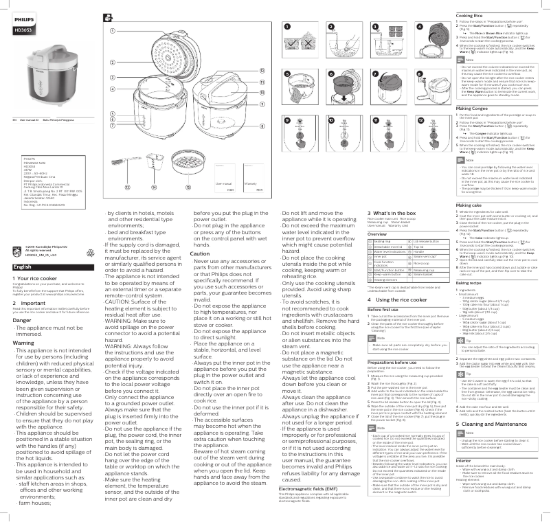 Image de la première page du manuel de l'appareil Viva Collection HD3053
