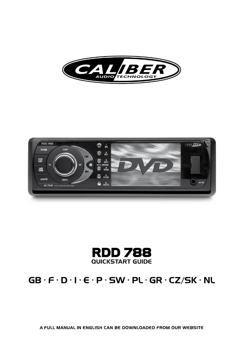 Page n°1 - Manuel utilisateur Caliber RDD788