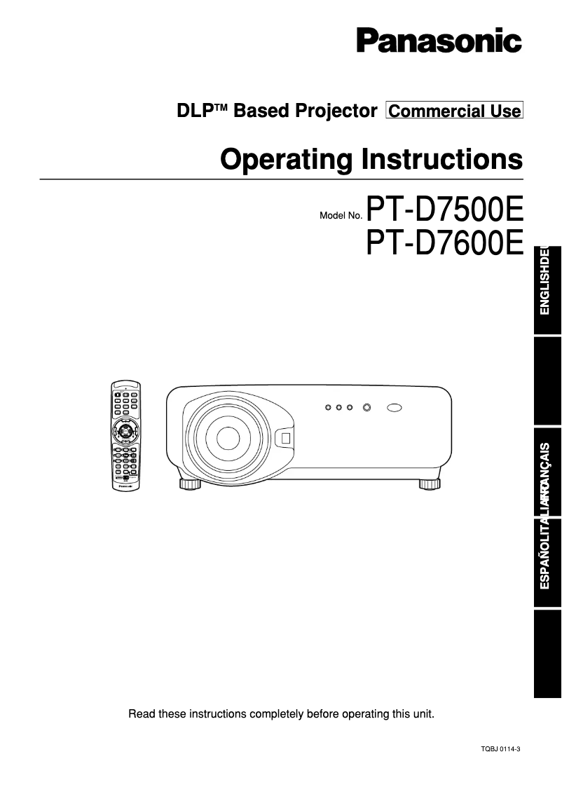 Image de la première page du manuel de l'appareil PT-D7500E