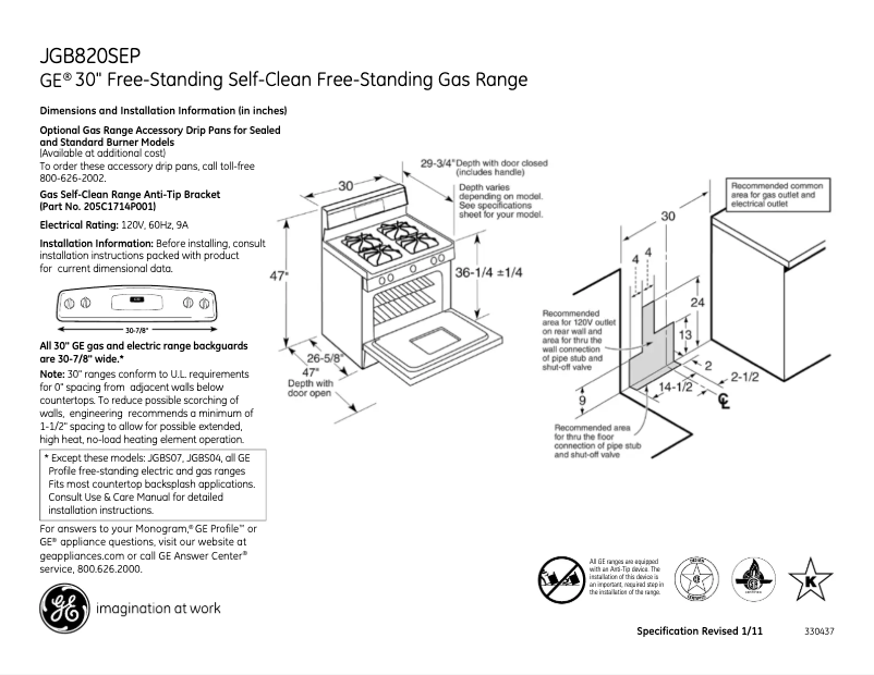 Image de la première page du manuel de l'appareil JGB820SEPSS