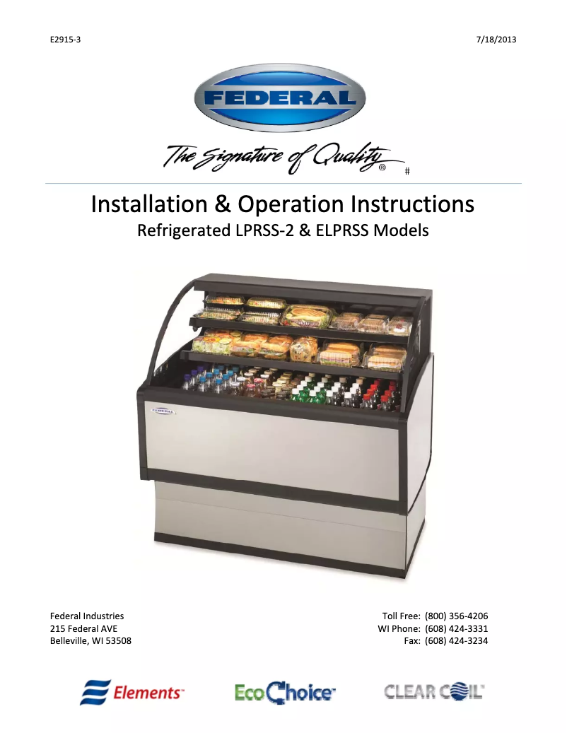 Image de la première page du manuel de l'appareil ELPRSS-6