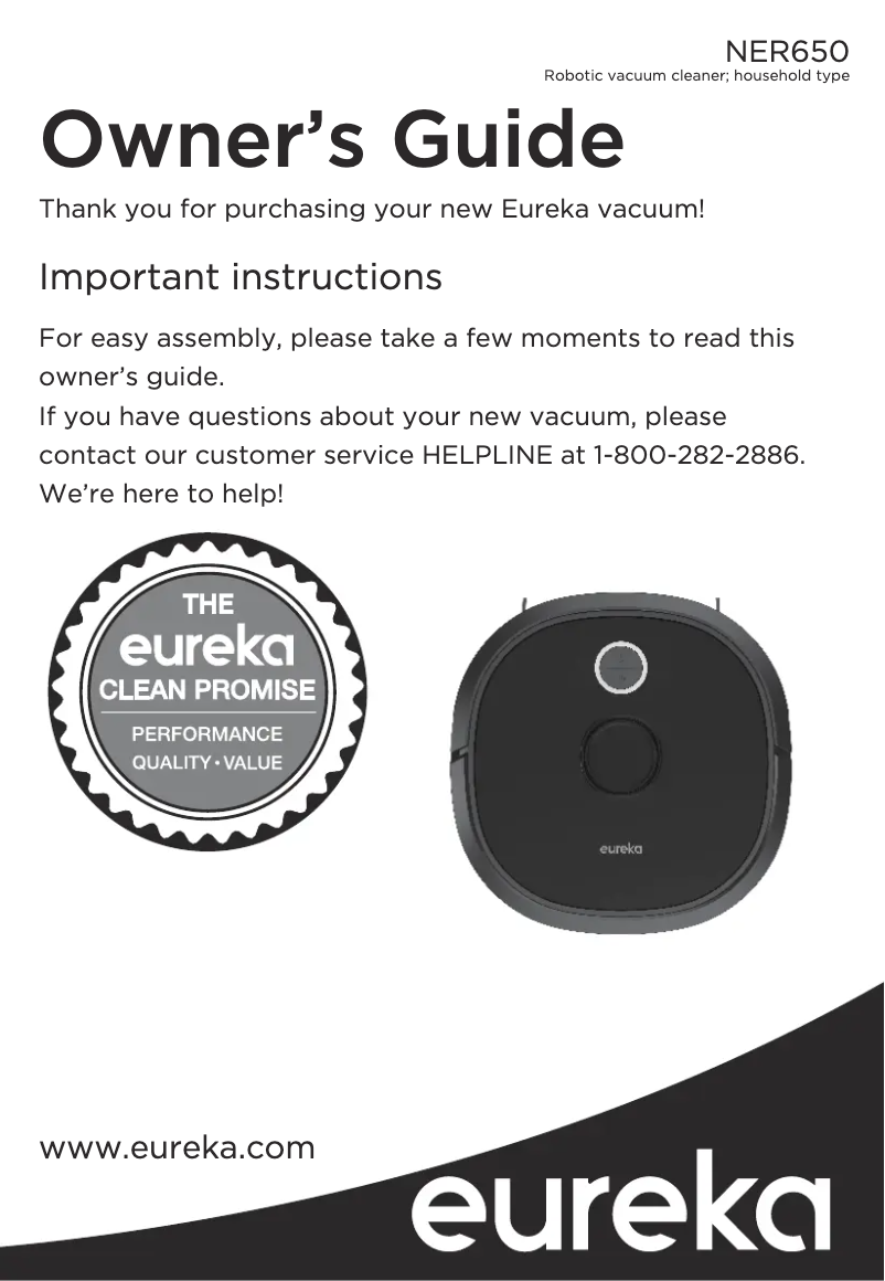 Page 1 de la notice Manuel utilisateur Eureka NER650