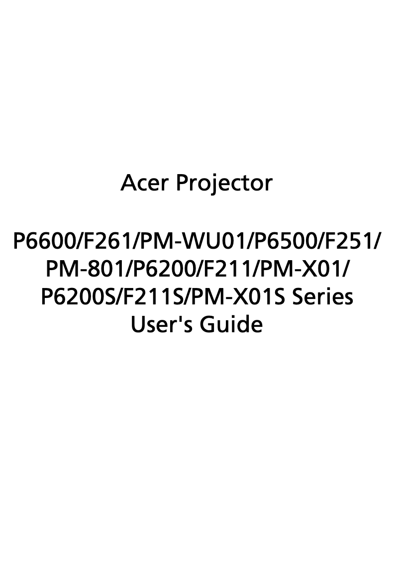 Page n°1 - Manuel utilisateur Acer PM-801