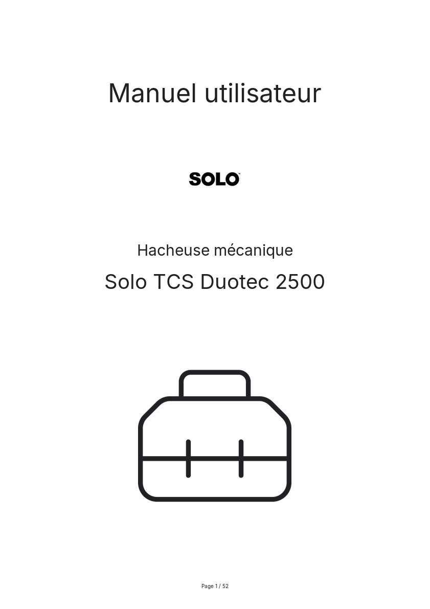 Image de la première page du manuel de l'appareil TCS Duotec 2500