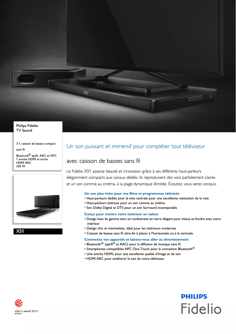 Page n°1 - Fiche technique Philips Fidelio XS1