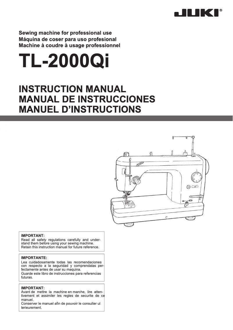 Page 1 de la notice Manuel utilisateur Juki TL-2000Qi