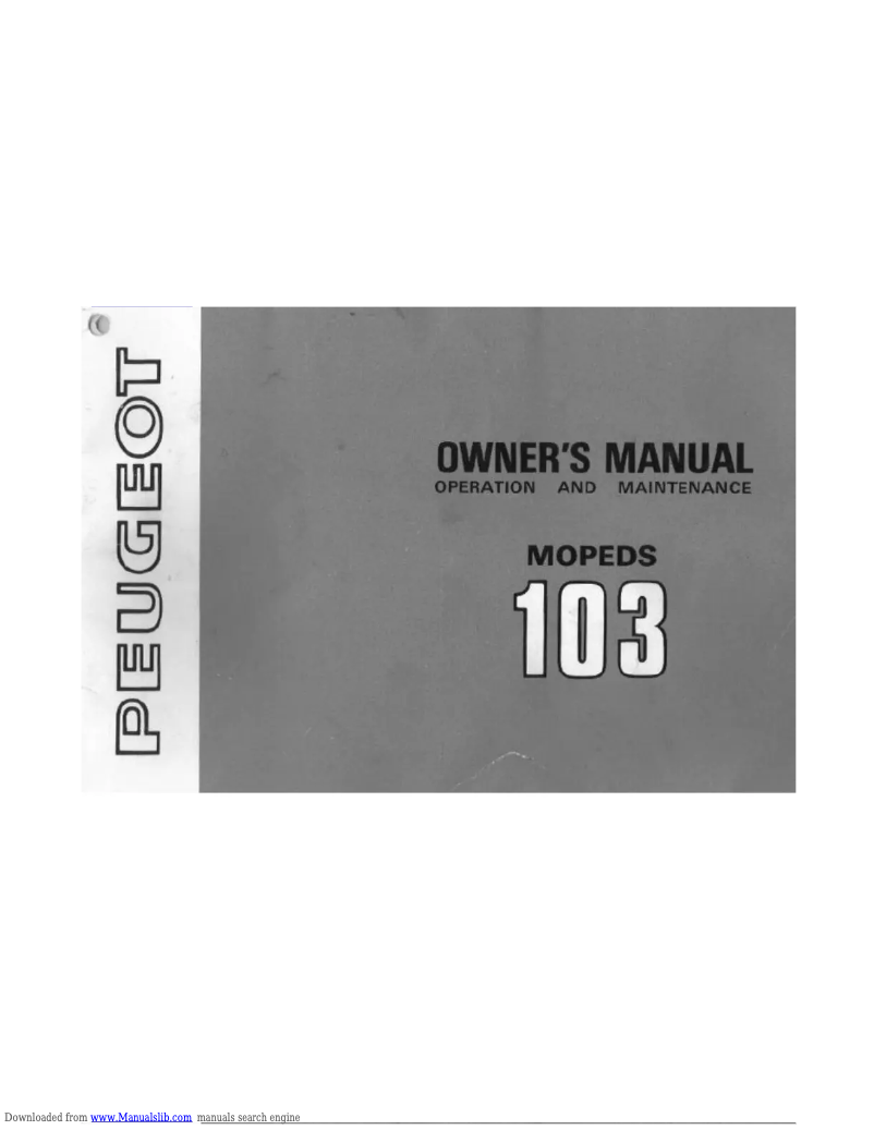 Page n°1 - Manuel utilisateur Peugeot 103